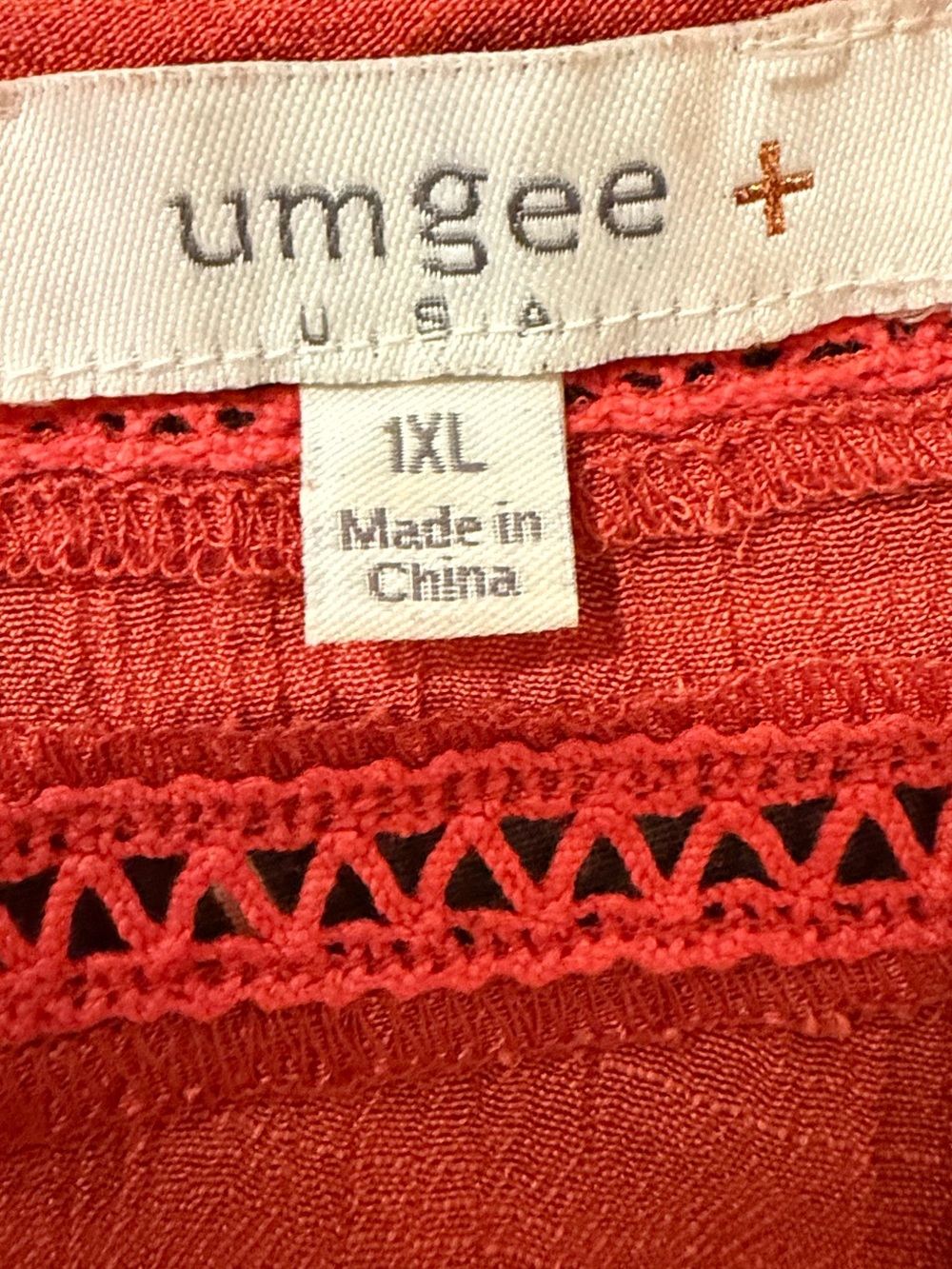 NWOT Umgee Rust Red Embroidered Short Sleeve Dress/Tunic - Picture 2 of 5